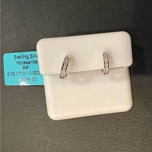Sterling Silver Moissanite Hoop Earrings